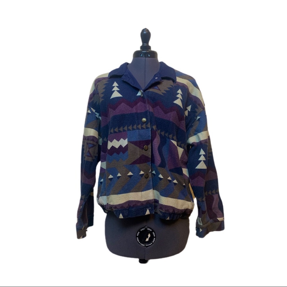 Tribal Pattern Blue and Purple Bomber Jacket